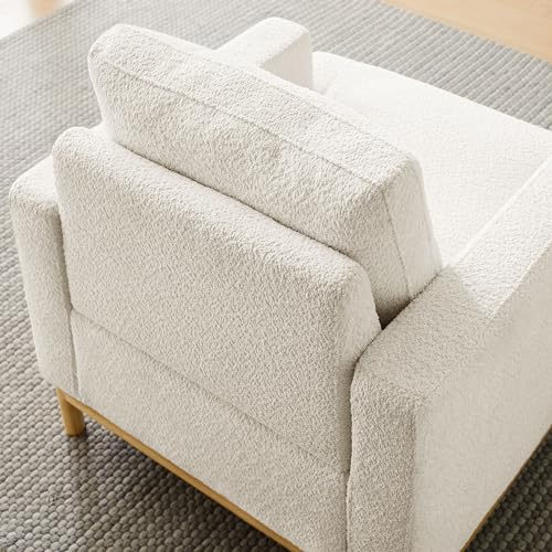 Oversized Accent Chair, Mid Century Modern Upholstered Armchair for Living Room, Comfy Chair for Bedroom Reading Chair, Single Sofa for Small Space with Rubberwood Base