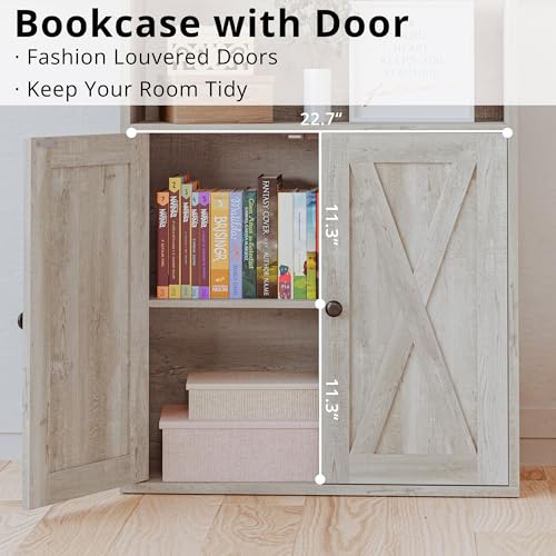Industrial Bookshelves and Bookcases with Doors Floor Standing 6 Shelf Display, view 7