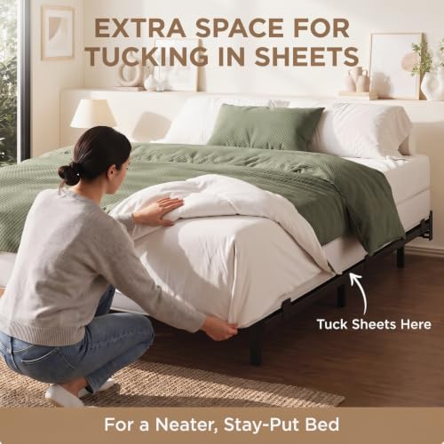 7 Inch Metal Bed Frame, 9-Leg Box Spring Base, Black, Full, view 7