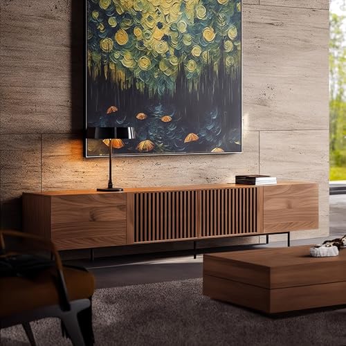 94.48 Inch Mid Century Modern TV Stand for Living Room, Walnut, view 2