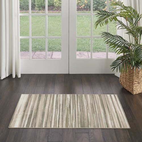 Home Jubilant Green Ivory 2' x 4' Area Rug - Easy Clean, Non Shedding, Bed Room, Living Room, Dining Room, Kitchen (2' x 4')