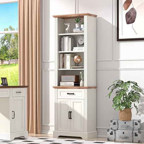 72" Tall 6-Tier Bookshelf, Farmhouse Bookcase with Ample Storage, view 8