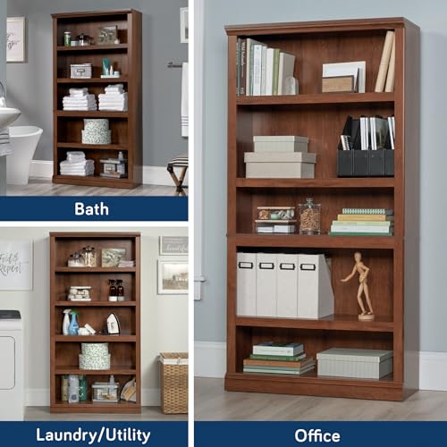 5-Shelf Split Bookcase/ Book shelf, Oiled Oak finish, view 7