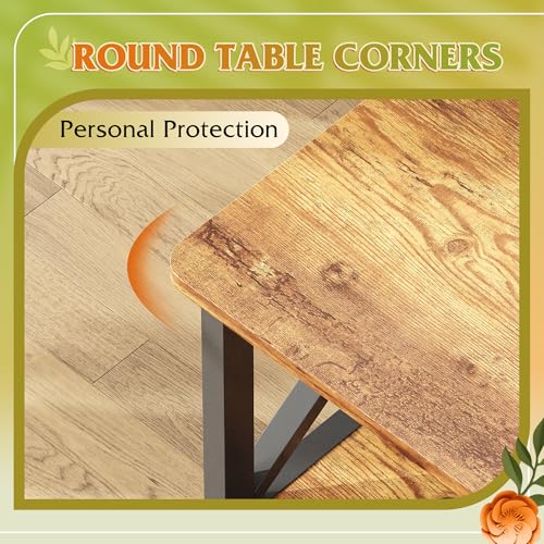 Coffee Table for Living Room, 39" Modern 2-Tier Center Table with Round Corners, Storage Shelf, Farmhouse Style Small Coffee Table with Metal Frame, Rustic Brown