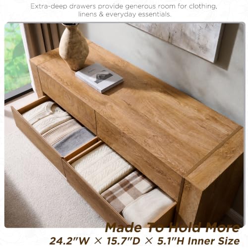 60" Modern 6 Drawer Dresser for Bedroom, 20" Depth for More Storage, view 7
