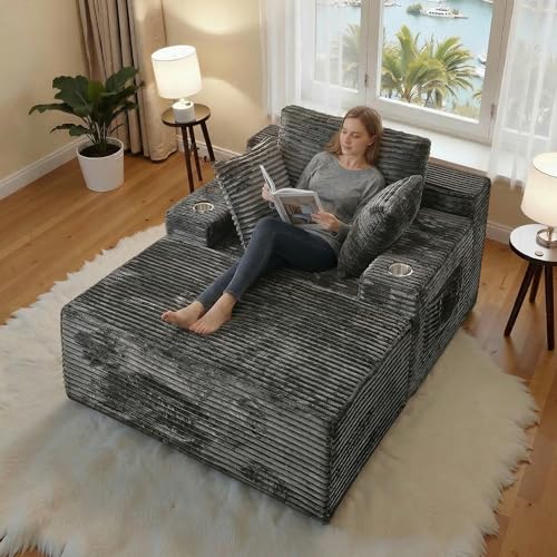 66" Chaise Lounge Chair Indoor, Oversized Boneless Single Sleeeper Couch Bed, view 2