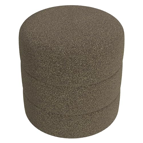 18" Round Ottoman - Dark Brown Boucle