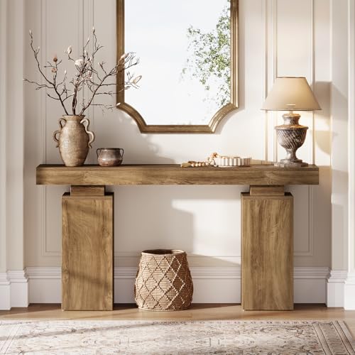 Tribesigns 63-Inch Long Console Table, Farmhouse Entryway Table Behind Couch, Wooden Foyer Stand Entry Station, Modern Hallway Accent Furniture for Living Room Decor, Entrance, Natural Wood Finish