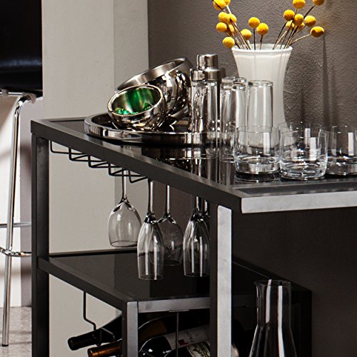 Holly & Martin Zephs Bar Cart - Grey - Iron Metal & Tempered Glass - Modern Design - Ideal for Living Rooms, Dining Rooms, Home Bars, 40" W x 16" D x 37.5" H (HZ8810)