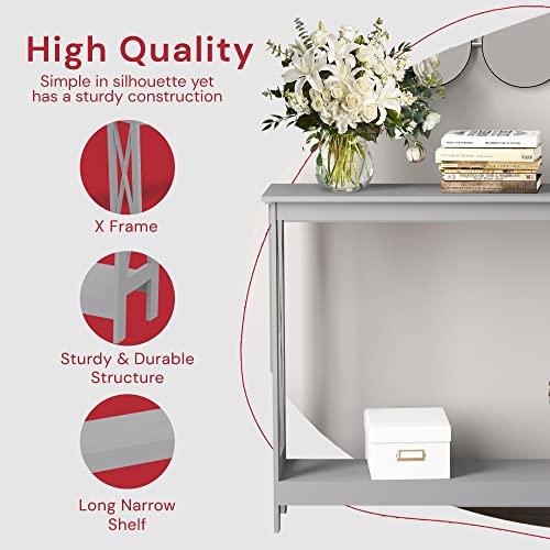 Gray 2 layer entryway console table, view 7