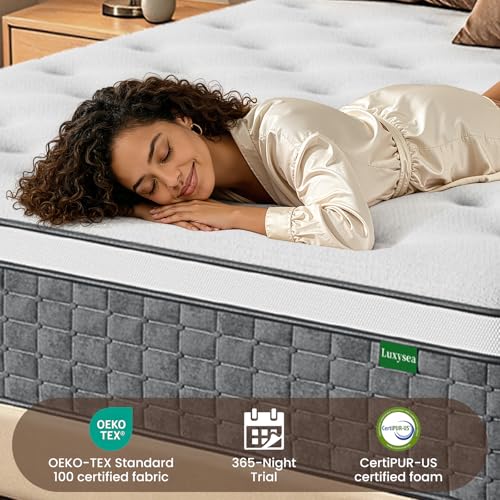 Queen Mattress 12 Inch, Medium Firm Feel, Queen Size Mattresses in Box, Individually Pocket Coils for Motion Isolation, Cooling & Comfortable Sleep with Gel Foam, CertiPUR-US Certified