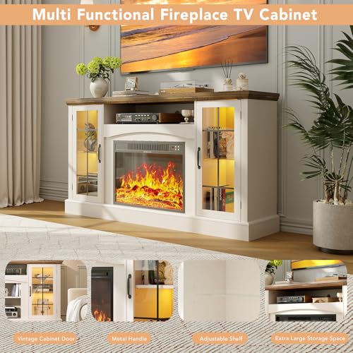 2-in-1 Multifunctional Fireplace TV Stand with 23" Removable Electric Fireplace, view 8