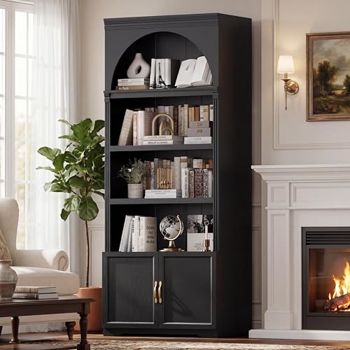 81.2"Tall Arched Cabinet, Bookcase with storage, view 2