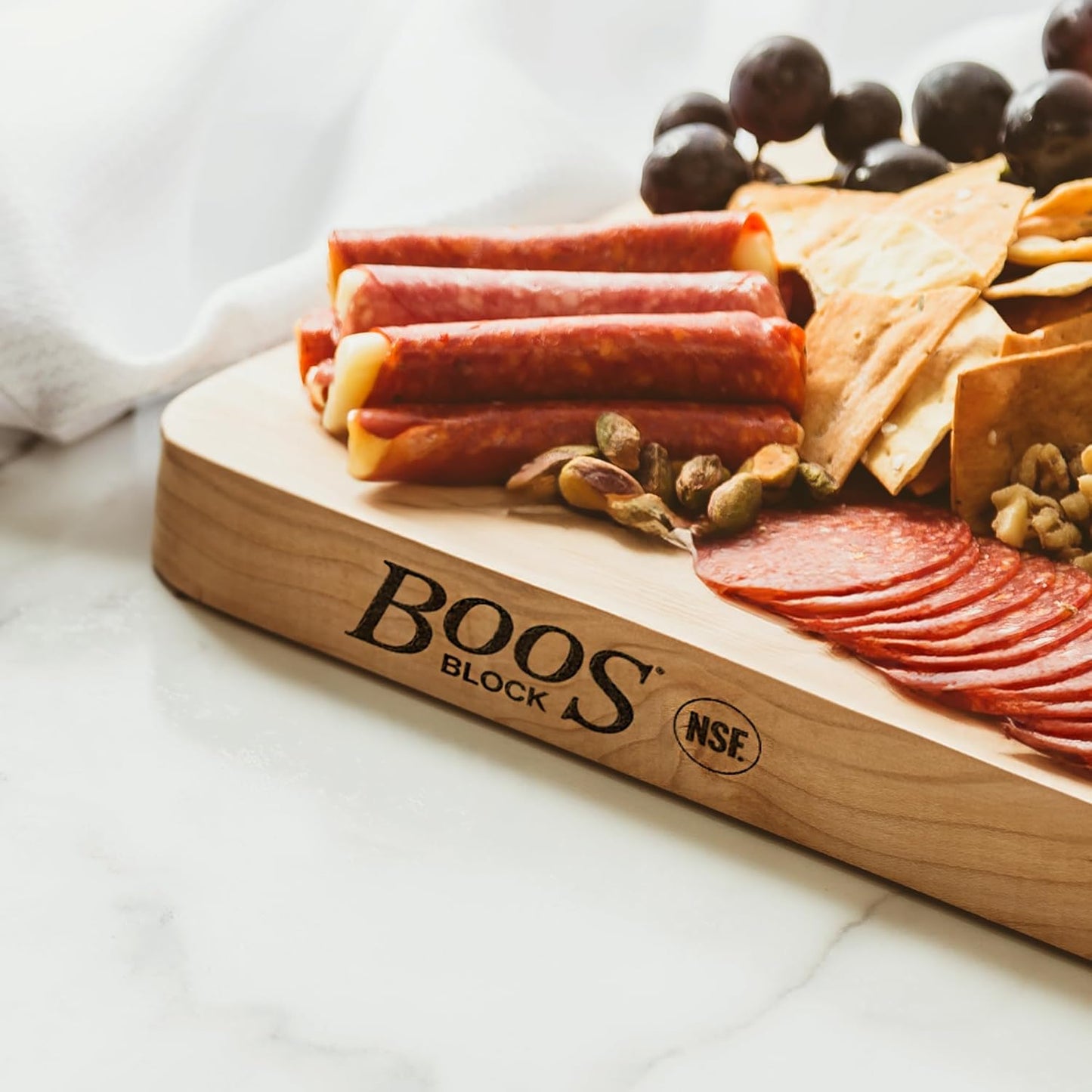Chop-N-Slice Series Rectangular Wooden Maple Cutting Board 16”X10” – 1” Thick, 4.5-Lb Reversible Butcher Block with Eased Corners, Edge-Grain & Finger Grips – Made in the USA