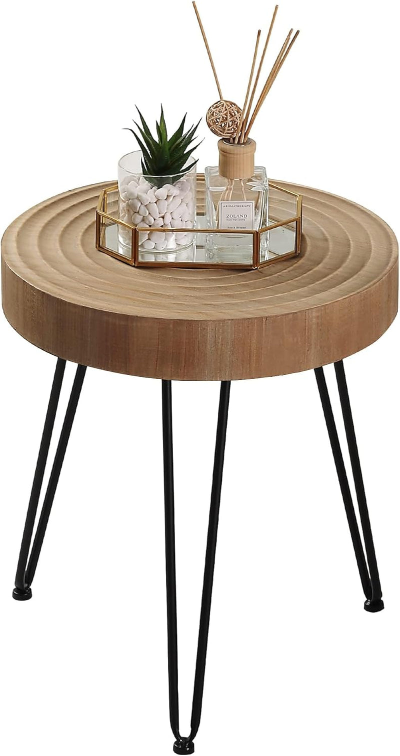 Farmhouse round Coffee Table Set of 2, Cocktail Table Set, Modern Circle Natural Wood Finsh Side and End Table Sets for Living Room(Helical, Natural)