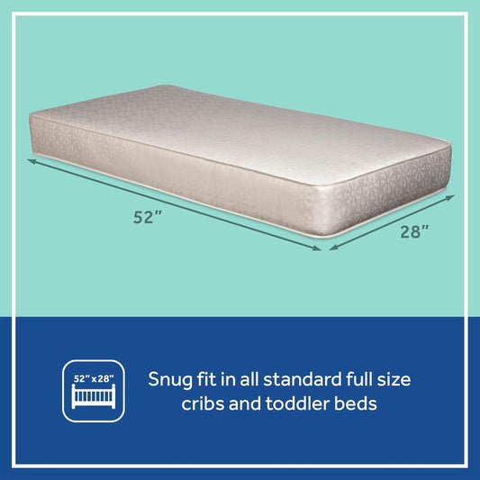 Flex Cool 2 Stage Breathable Crib Mattress with Toddler Bed Fit, Waterproof & Airy Cotton Cover, 204 Premium Coils, GREENGUARD Gold Certified, Safety & Quality Tested, Made in USA, 52X28"