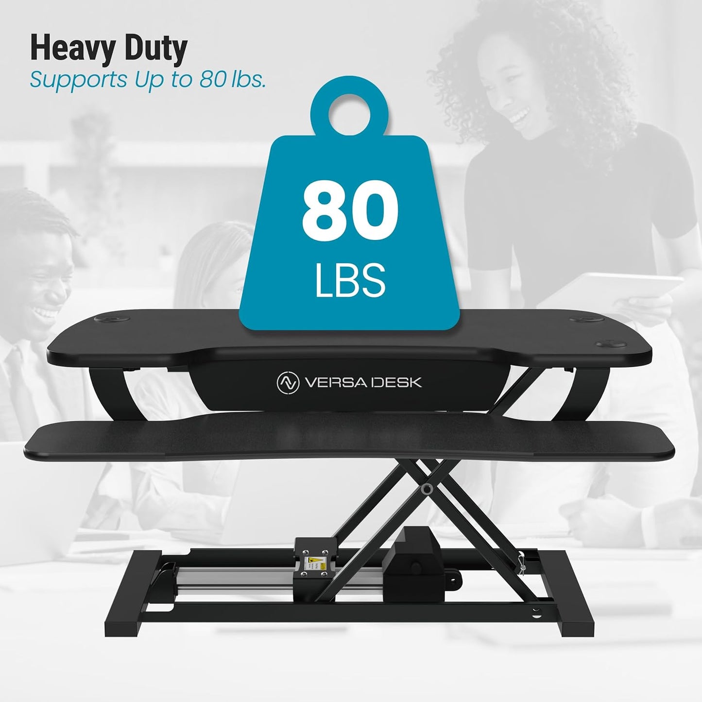 VRSADESK Powerpro™ Electric Standing Desk Converter - Height Adjustable Desk Riser with Keyboard Tray - Holds 80 Lbs - Built-In USB Charging Port - Ergonomic Sit Stand Workstation | White (36 Inch)