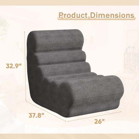Bean Bag Chair for Adults Memory Foam Bean Bag Chairs, Fireside Chair Comfy Lazy Floor Sofa, Recliner Sofa for Living Rooms and Bedrooms (Grey)