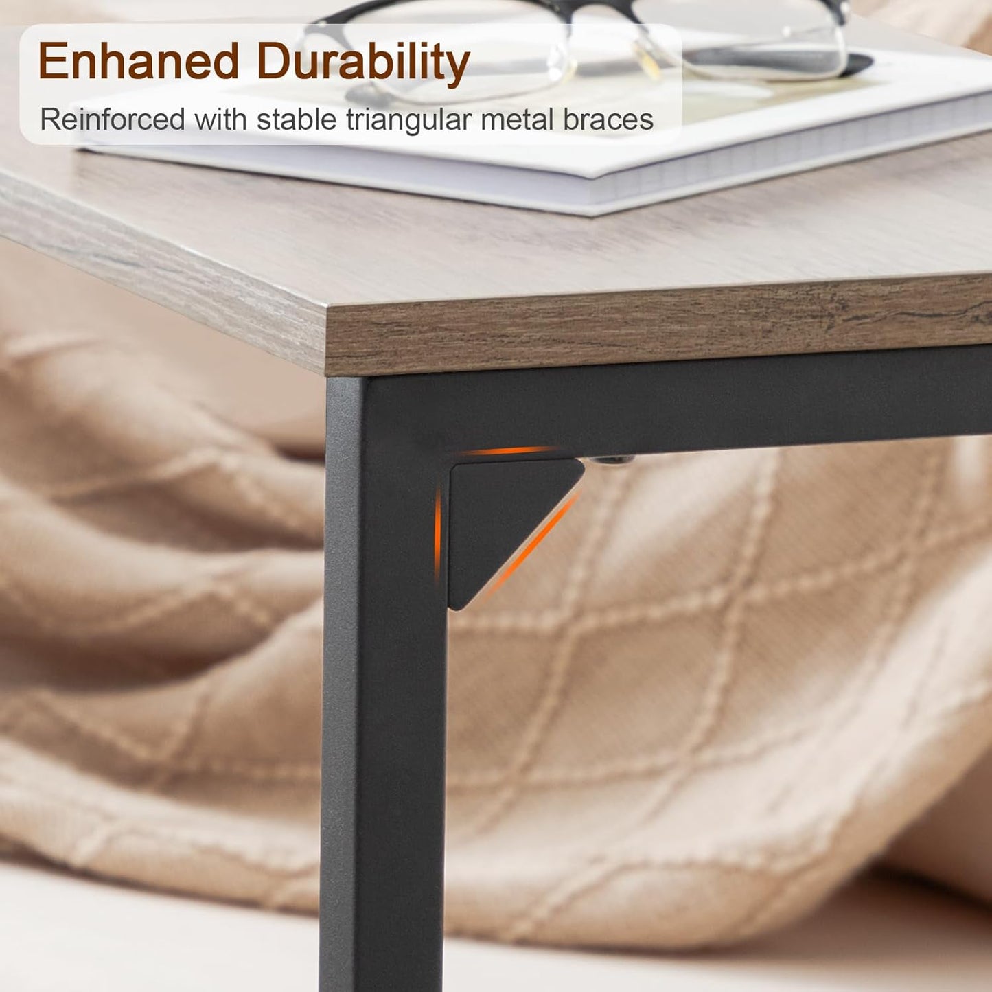 C Shaped End Tables Set of 2, Couch Side Tables That Slide Under, TV Trays for Living Room, Bedroom, Small Space, Sofa, Grey HET02BGY