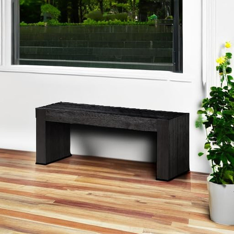 Zeno Contemporary Wooden Backless Bench Seating for Modern Dining, Kitchen Table, Entryway, Foyer, or Lobby in Weathered Black Finish