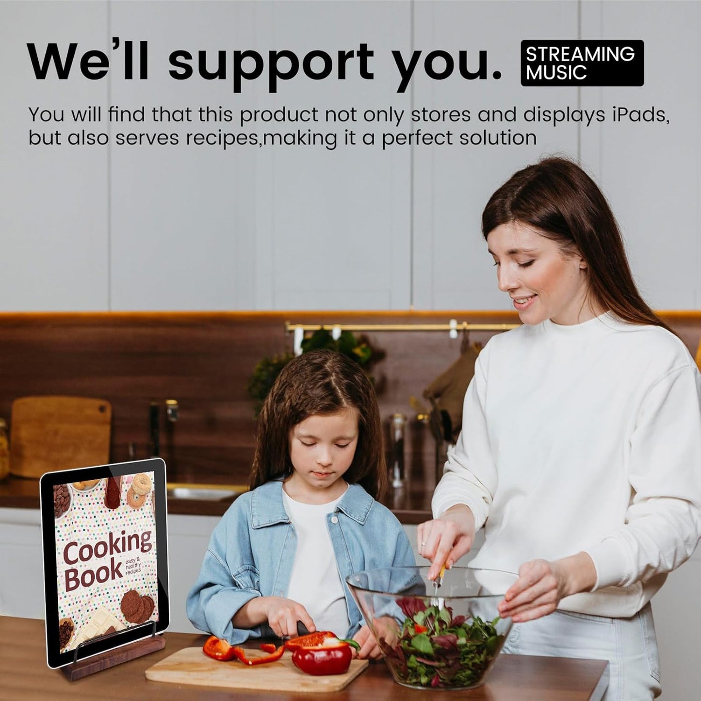 Now Playing Vinyl Record Holder, Solid Wood Stand, Tabletop Display for Albums, Cds, Ipads, Singles and Lps (Walnut)