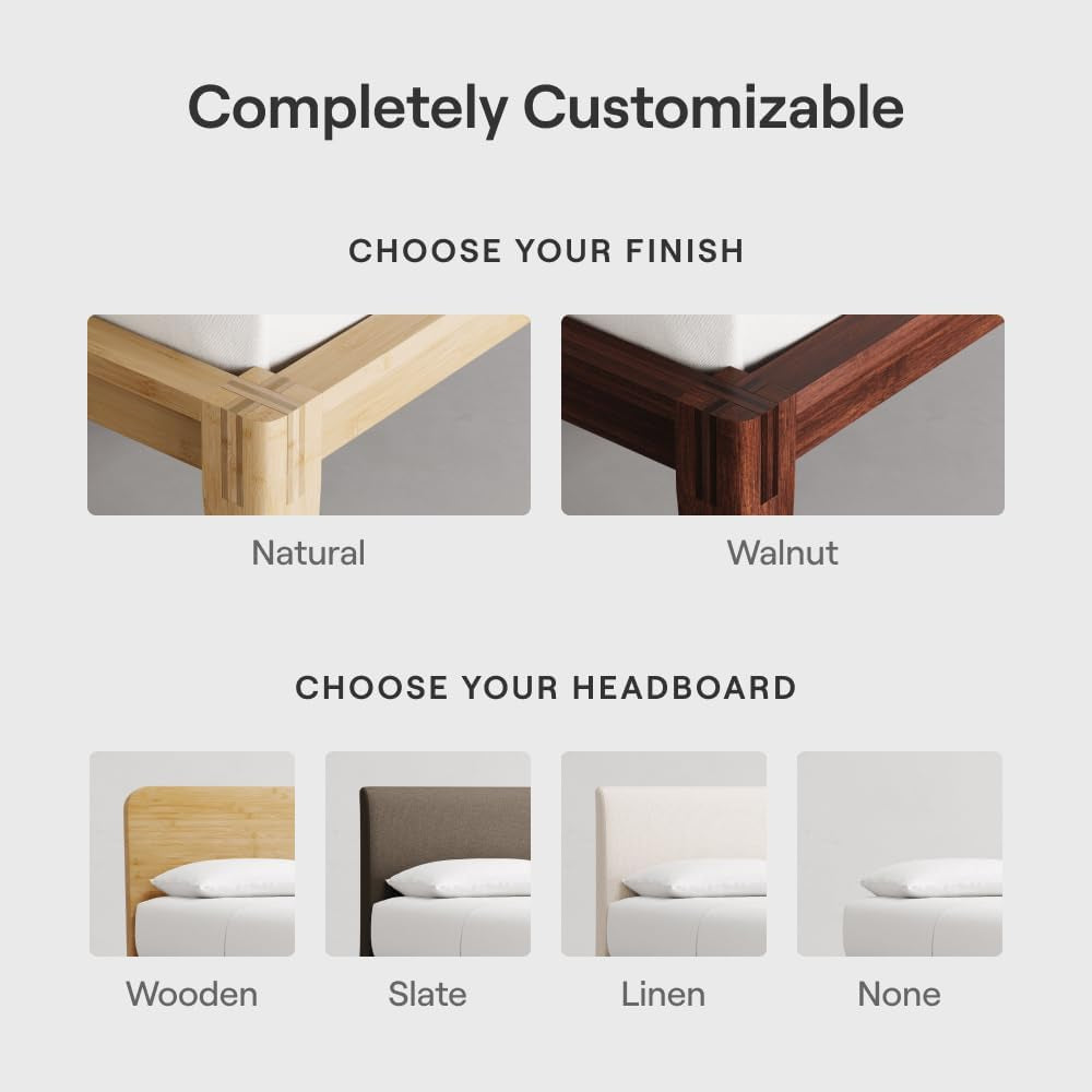 Upholstered Headboard - Queen - Linen - Attachable to Bamboo Bed Frame (Sold Seperately) - Easy Tool Free Set up - Contemporary and Durable