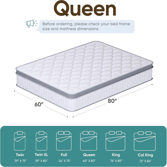 12 Inch Queen Hybrid Mattress in a Box Gel Memory Foam and Pocket Springs for Pressure Relief with Medium Firm Certipur-Us Certified (Queen, 12In)