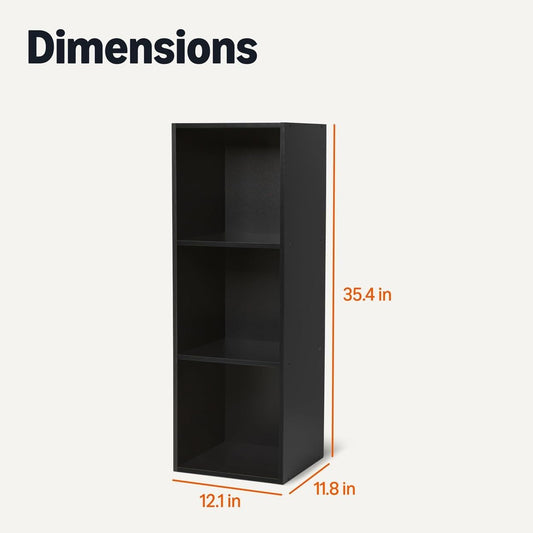 3-Cube Bookcase Compatible with Fabric Storage Cube Organizers, Black