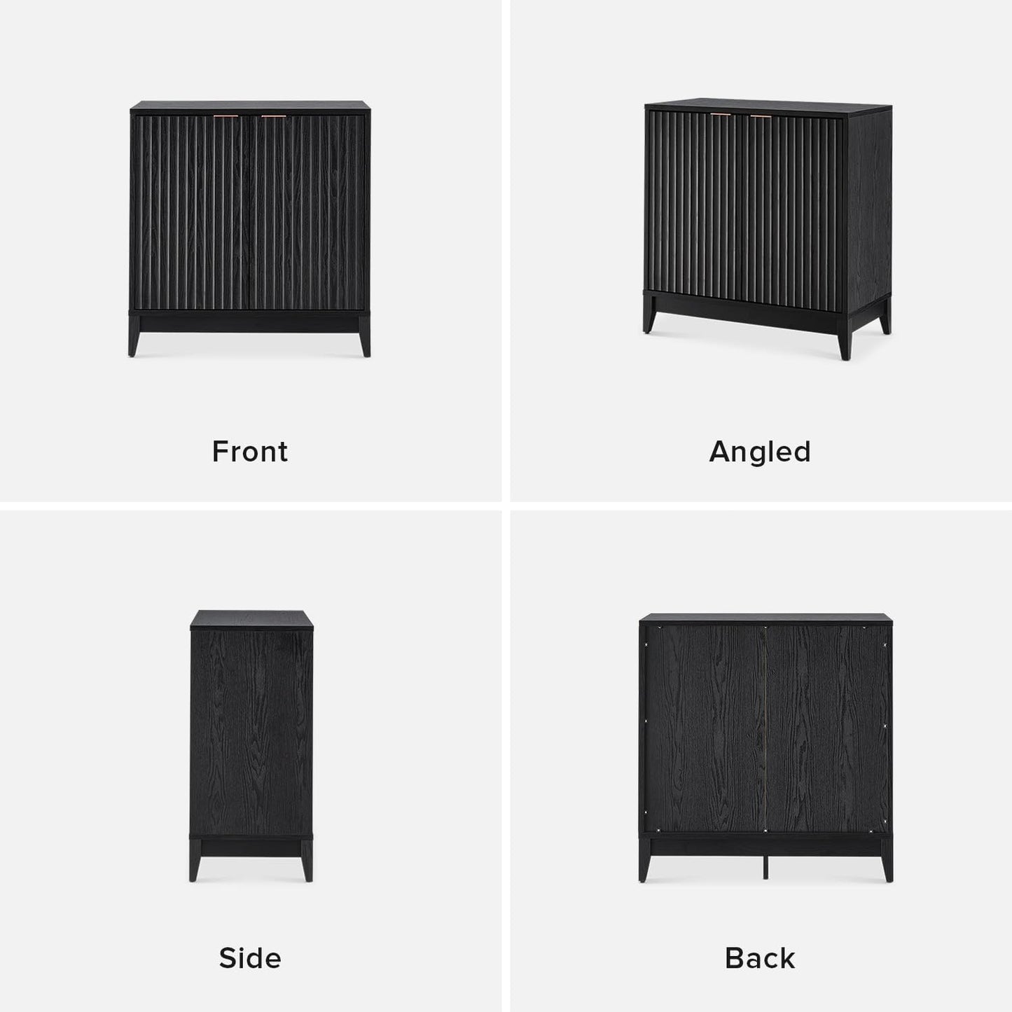 Brooklyn Storage Cabinet, Modern Farmhouse Entryway Accent Case, Buffet Sideboard, Console Table, Credenza, Wood Modular Organizer with Doors & Shelf, Fluted Panel Cupboard (Black, Single)