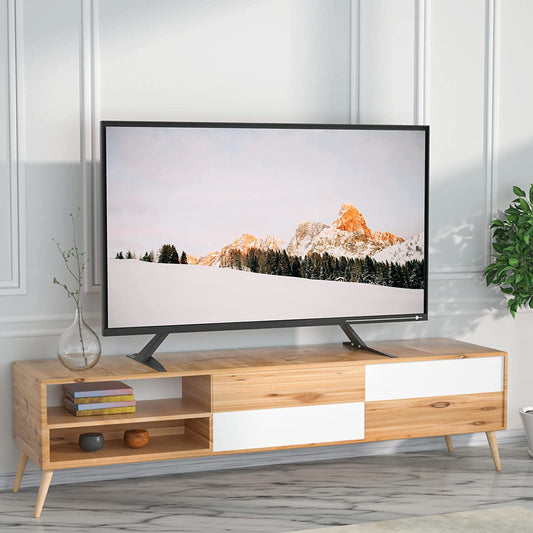 Universal TV Stand 55 Inch TV, TV Stand Mount for 22-65 Inch LCD Flat Screen Tvs, Table Top TV Stands Holds up to 110Lbs Mounting Holes up to 800 by 500Mm (TVS001), Black