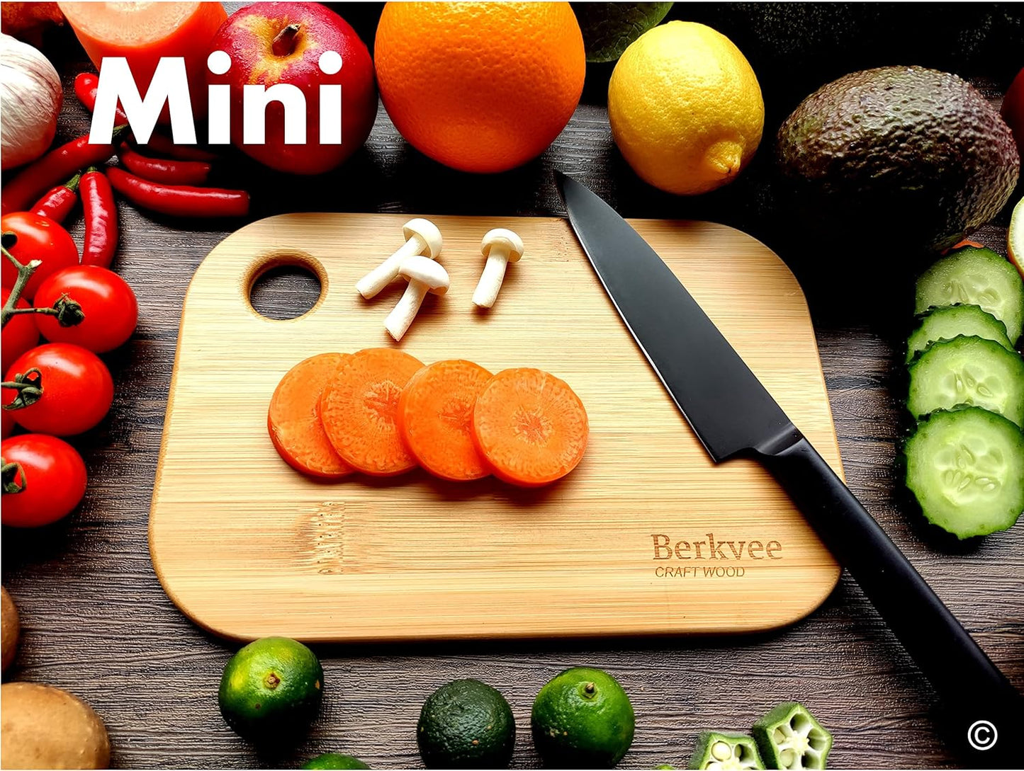 2 Pcs Small FSC-CERTIFIED Bamboo Wood Cutting Board Set – Mini Lightweight Wooden Cutting Board- BPA Free