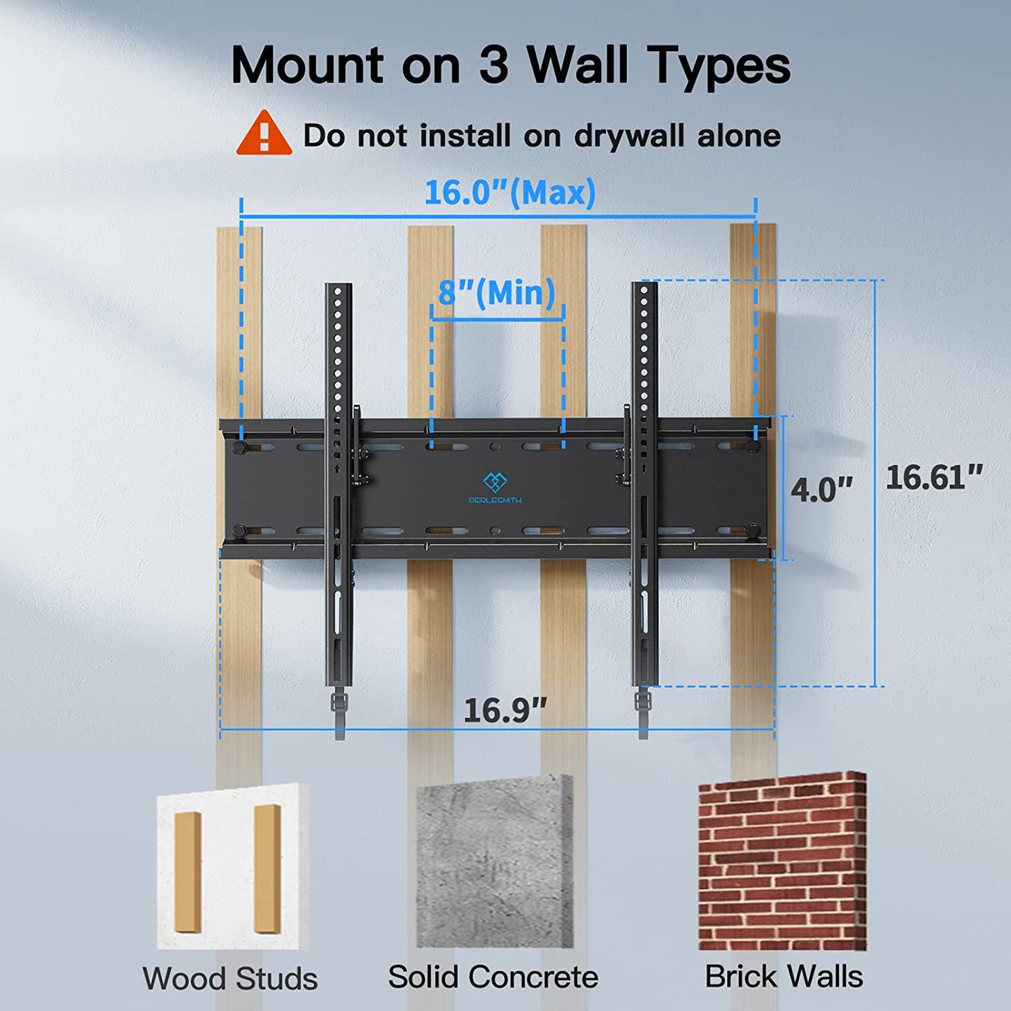 Tilting TV Wall Mount Bracket Low Profile for Most 23-60 Inch LED LCD OLED, Plasma Flat Screen Tvs with VESA 400X400Mm Weight up to 115Lbs, Fits 16" Wood Stud