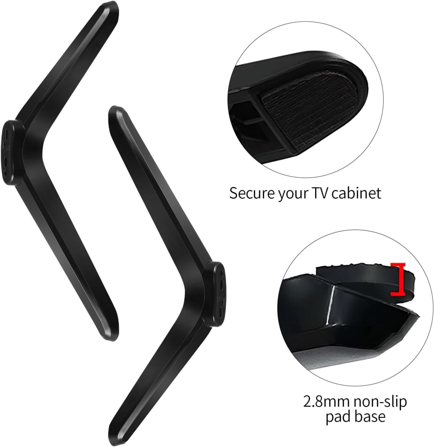 Universal TV Stand - 2Pcs TV Legs for Screens to 32-55In Table Holder Stand Tabletop Mount with Screws - Easy Installation Plastic Television Legs Mounting Brackets Black