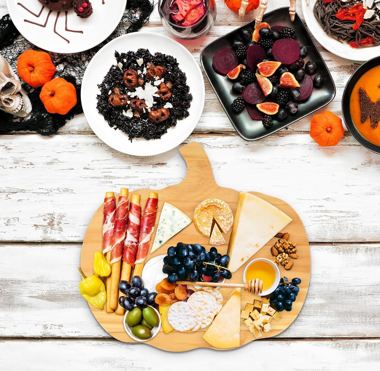 Halloween Pumpkin Shaped Wood Decorations Board Gothic Charcuterie Wooden Boards Serving Platter Tray for Thanksgiving Holiday Home Kitchen Party Decor