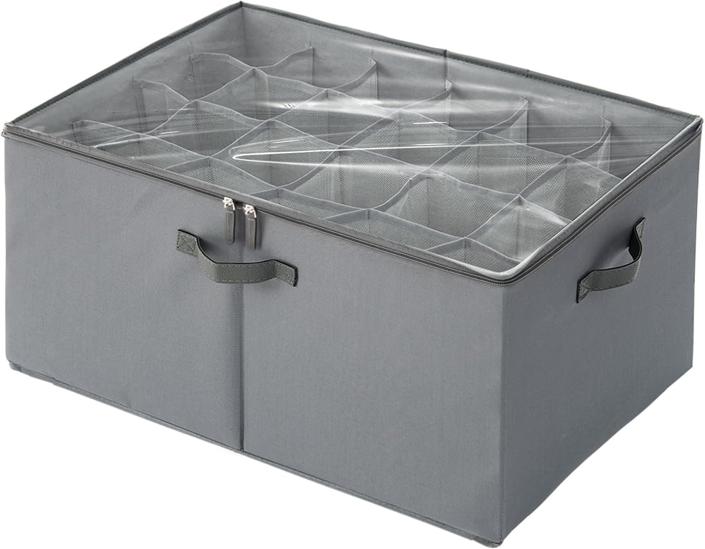 16-Cell Shoe Organizer for Closet (2-Pack) | Large Collapsible Fabric Cube Storage Boxes with Clear Cover | Fits up to 16-32 Pairs Sandals/Sneakers | Space-Saving for Bedroom & Small Spaces