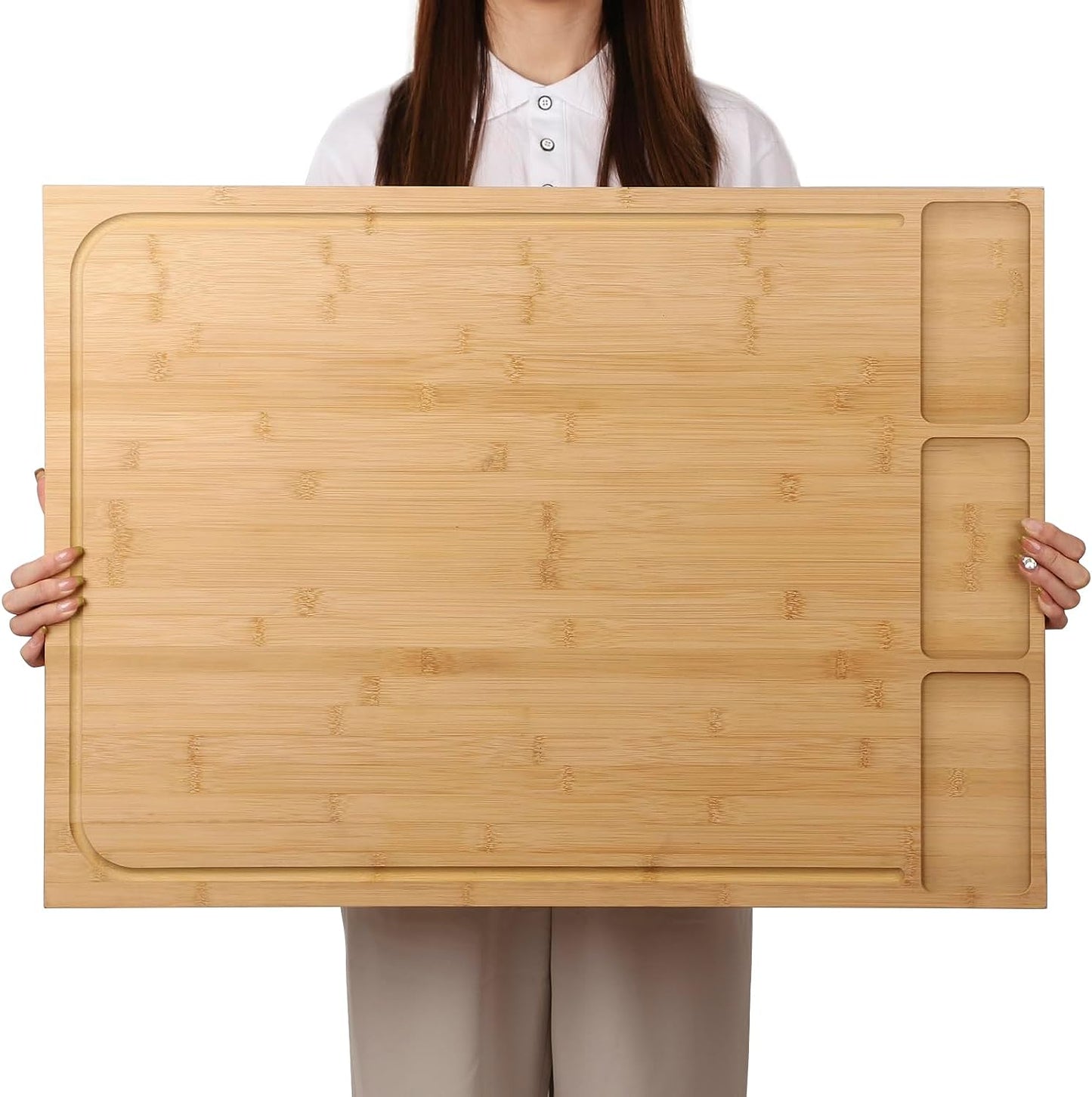 30 X 21 in Extra Large Bamboo Cutting Board and Stovetop Cover, Stove Top Cover Chopping Board with Detachable Legs and Juice Groove, Sink Cover Board, for Restaurant Kitchen Countertop