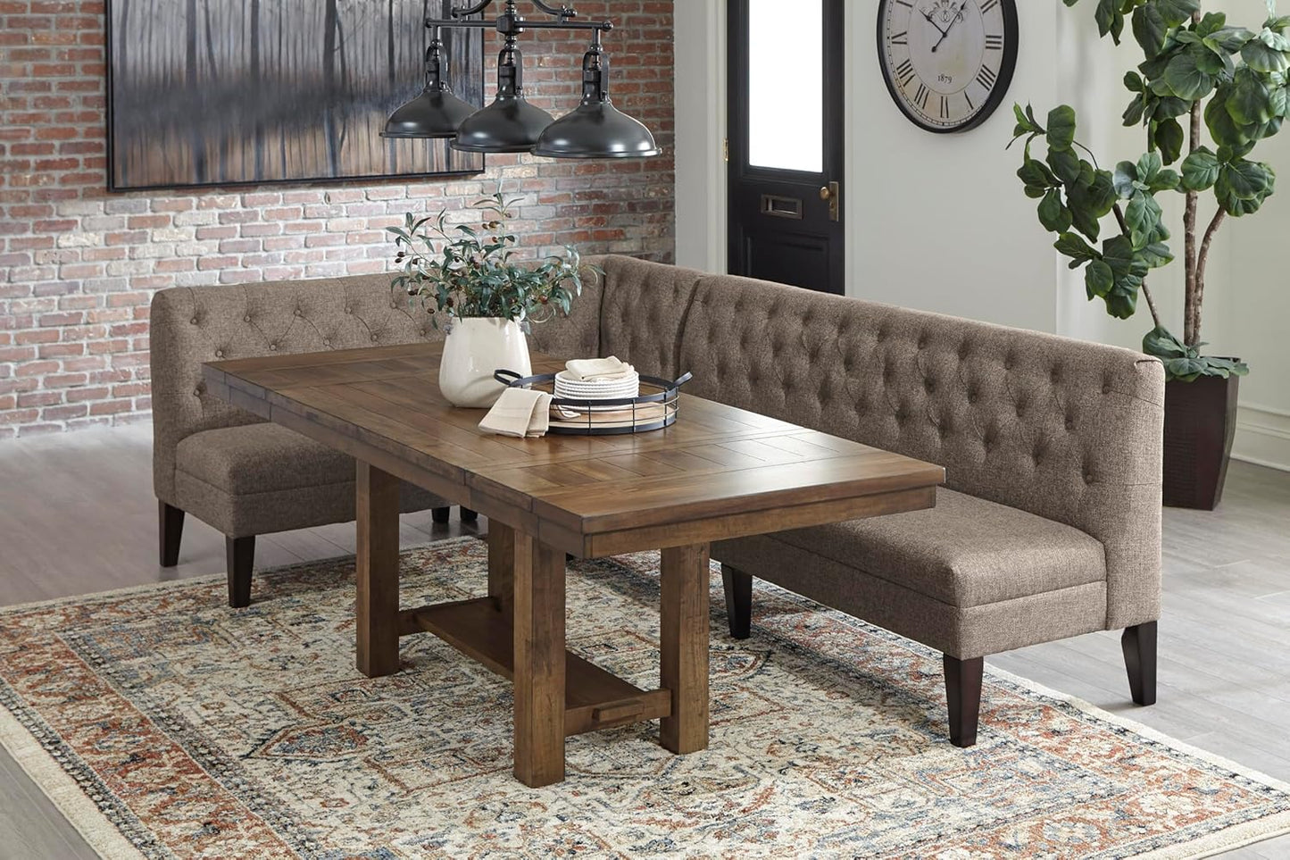 Moriville Farmhouse 36” X 30” Dining Extension Table, Seats up to 8, Brown