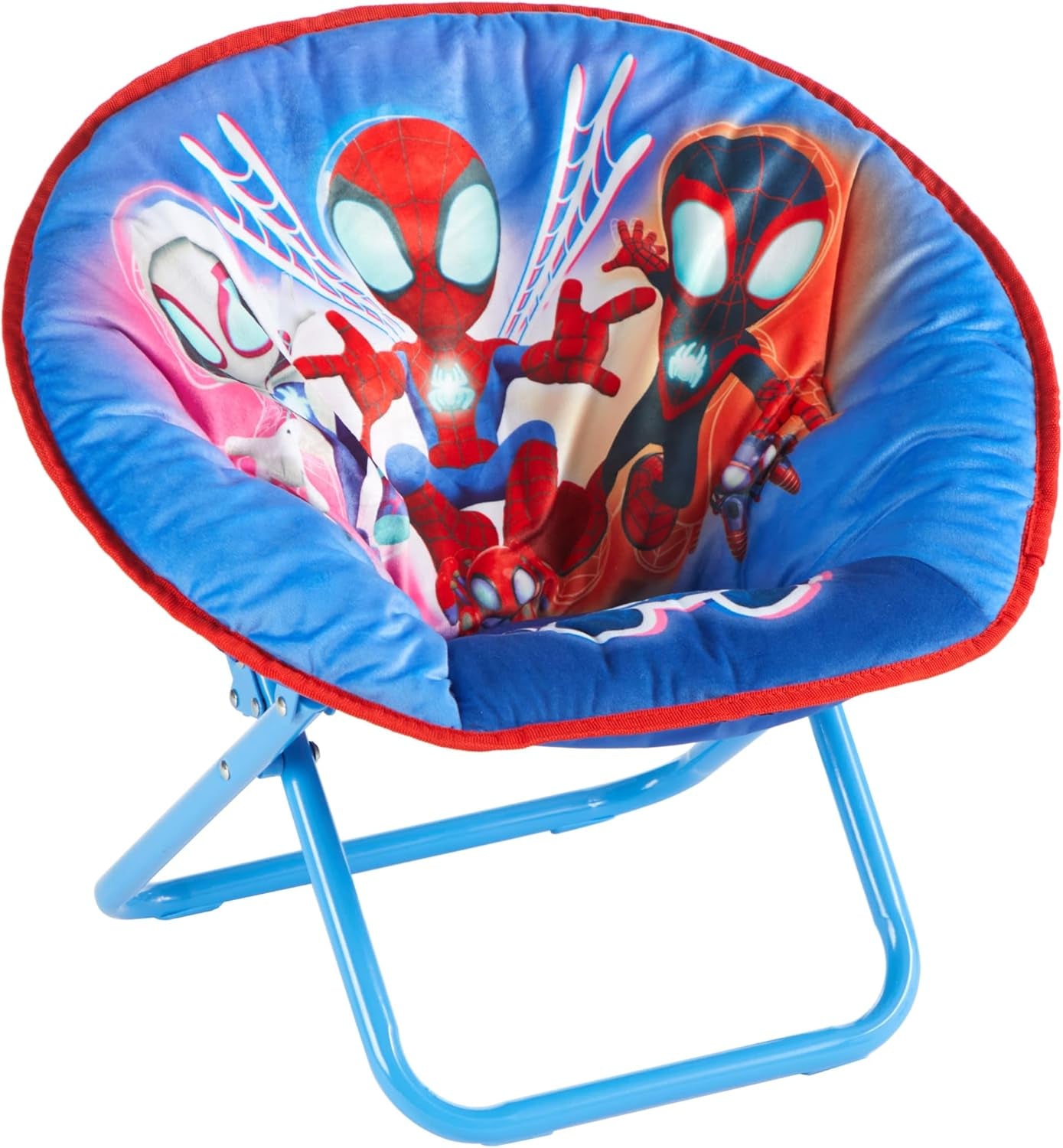 Marvel Spidey and His Amazing Friends Toddler Saucer Chair 19” Folding Kids Chair, Ages 3+, Portable & Lightweight, Cozy Padded Seat for Playroom, Bedroom