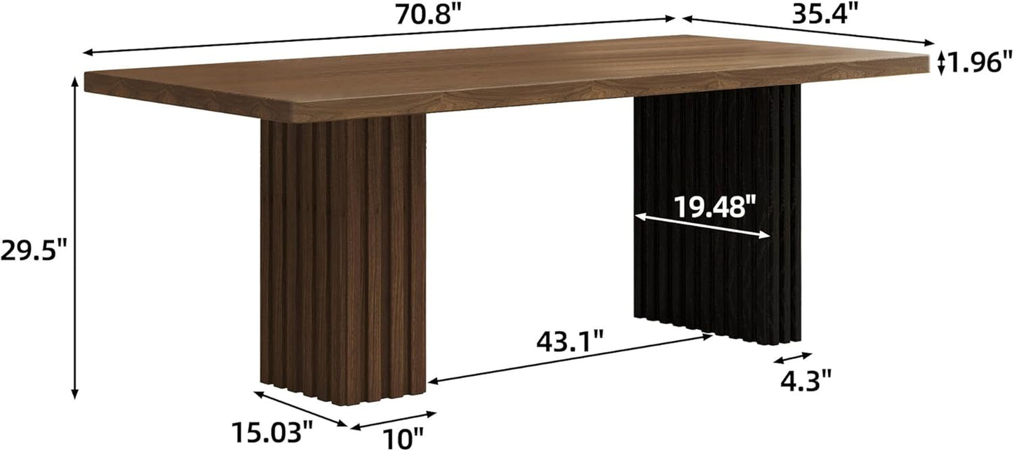 Mid-Century Modern 70.8" Dining Table, Versatile for Kitchen, Home Office, Living Room, Breakfast Nook, Outdoor Patio & Gaming, Ideal Dining Room & Work Desk, Walnut