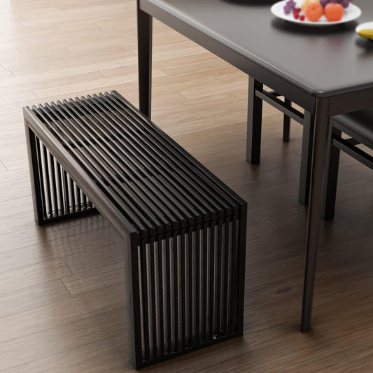 Bamboo Dining Bench, 35 Inch Farmhouse Decor Indoor Kitchen Table Bench, Entryway Shoe Rack Bench Solid Bamboo Benches for Living Room, Hallway, Bedroom, Bathroom