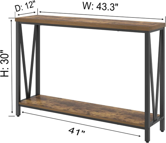 Entryway Table, Narrow Sofa Console Tables behind Couch, Modern Entry Table for Hallway Entrance Living Room, Rustic Brown