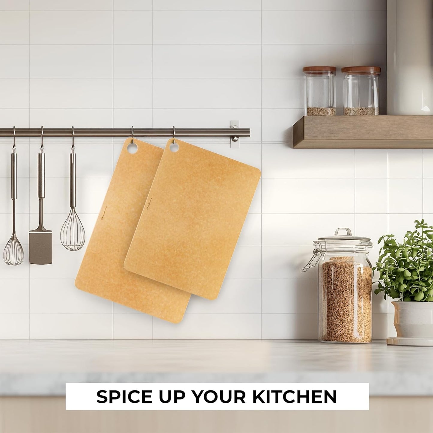 Wood Cutting Boards for Kitchen, Dishwasher Safe, Medium 12" X 9" and Large, 15" X 11.25", Set of 2, Natural