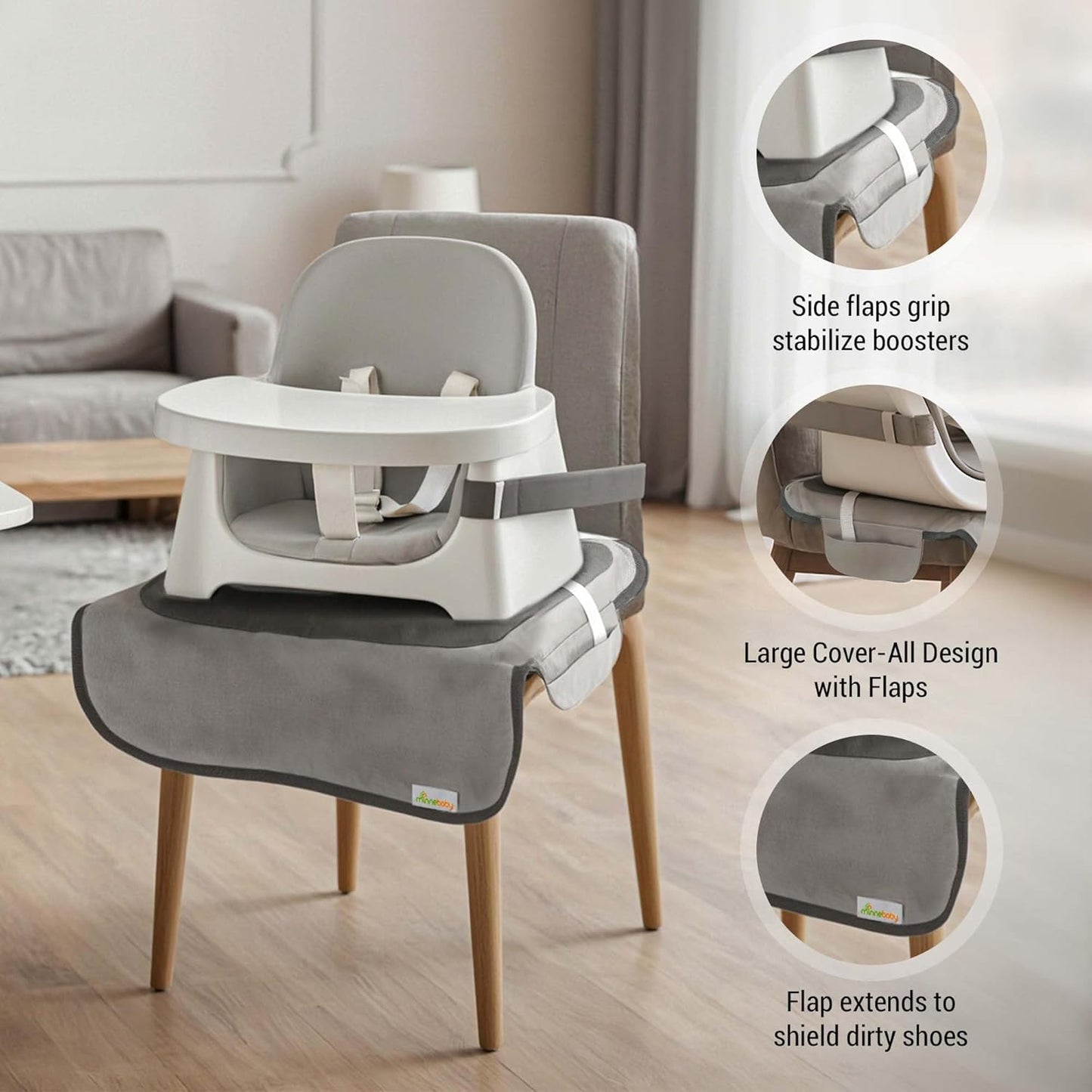 baby Extra Large Booster Chair Protector Cover, Dining Chair Seat Cover for Booster Seat, Grey