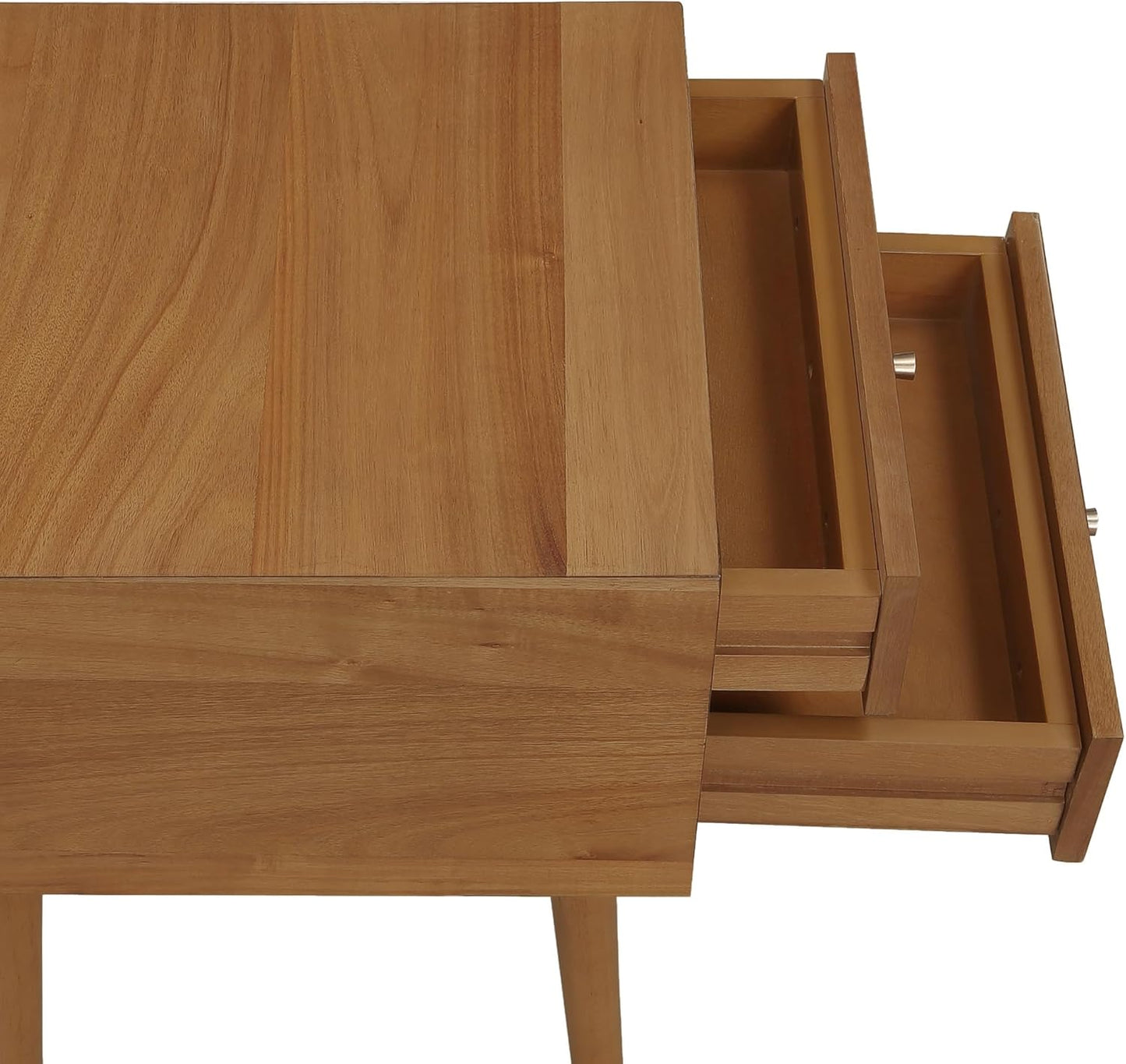 32704 Harper Mid-Century Oak Wood Nightstand with 2-Drawers, Small Side End Table with Storage, Brown