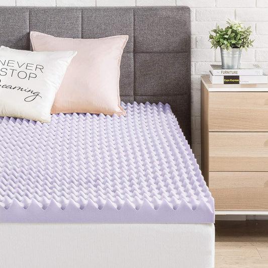 3 Inch Egg Crate Memory Foam Mattress Topper with Soothing Lavender Infusion, Certipur-Us Certified, Dorm Essentials, Twin