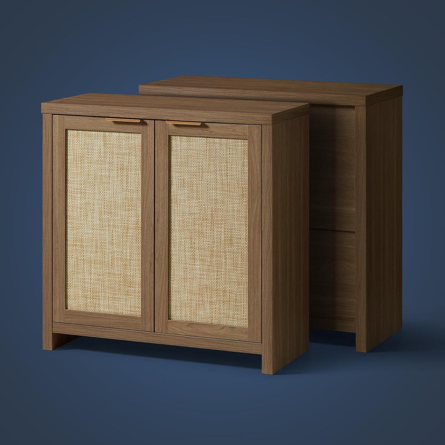 Hampstead Storage Sideboard Cabinet with Rattan Doors and Adjustable Shelves, Buffet Kitchen Cabinet Cupboard Console for Living Room