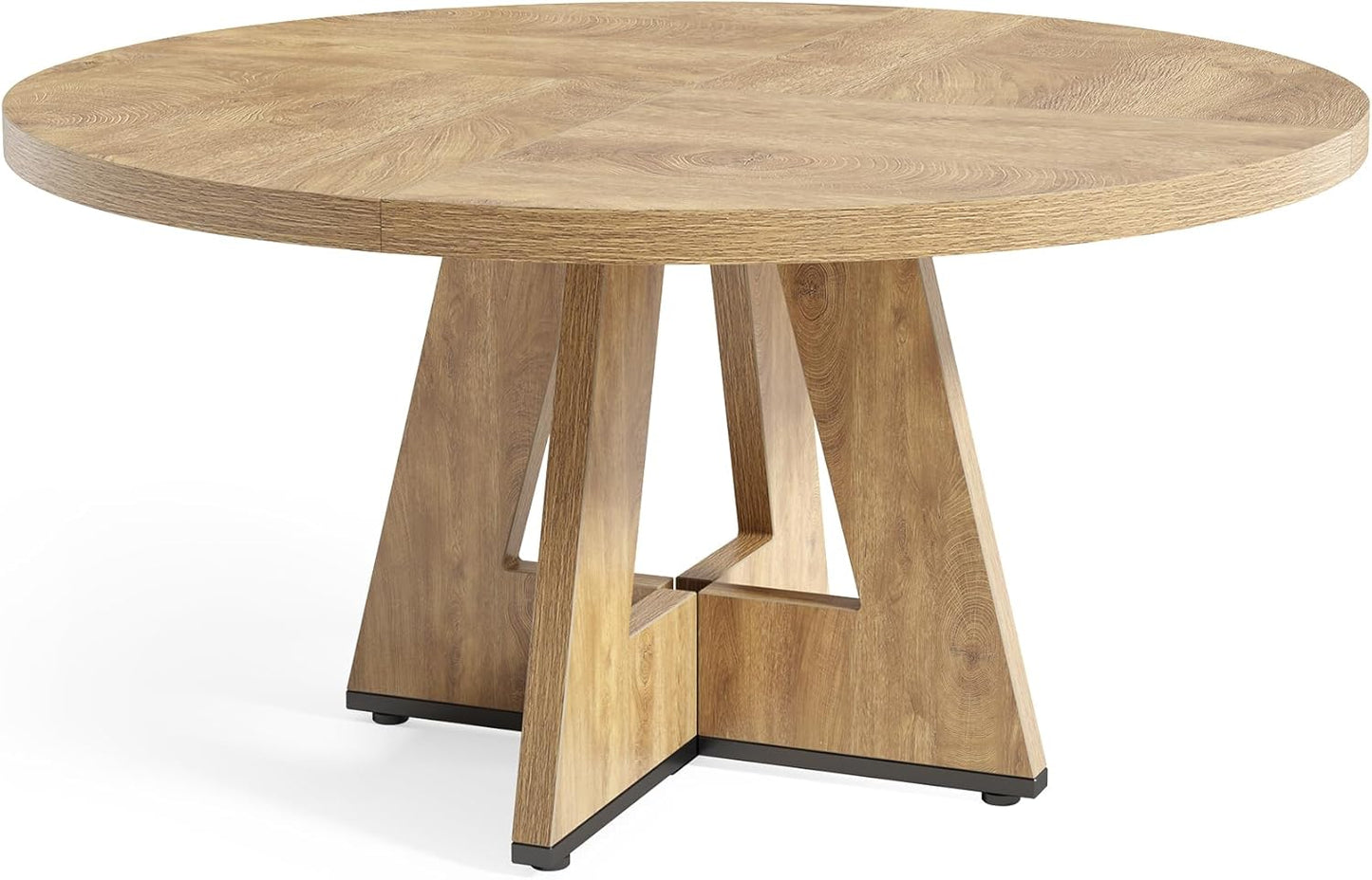 round Dining Table for 4-6 People, 47 Inches Dining Room Table with Wooden Pedestal Base, Circle Kitchen Tables for Dining Room, Kitchen, Living Room, Oak
