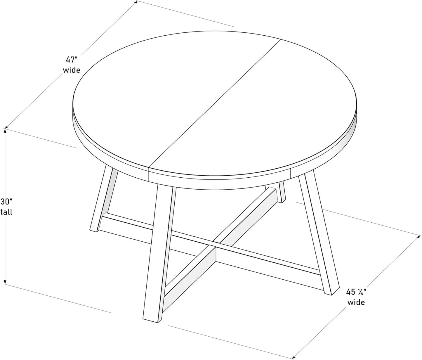 round Dining Table, 47 Inch Solid Wood Kitchen Table, Farmhouse round Table for 4, Small Dinette Table, Pecan Wirebrush