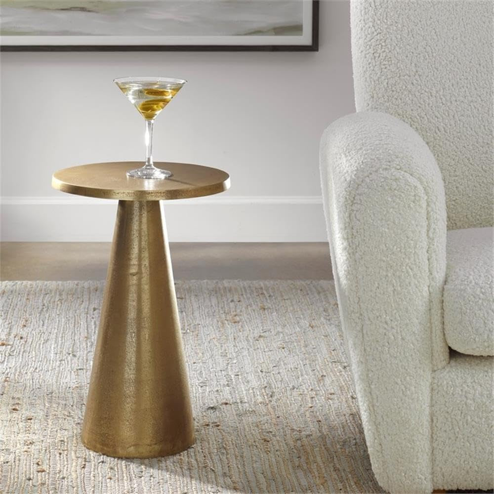 19.75" H X 12.75" W X 12.75" D Accent Aluminum Table in Antique Brass