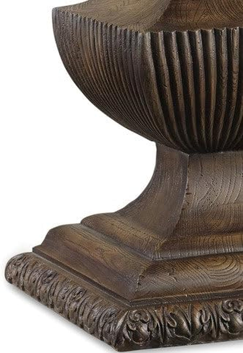 Rhapsody Urn Pedestal Nightstand in Walnut Wood Finish